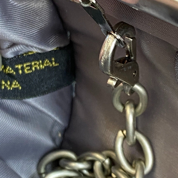 Kenneth Cole Reaction Purse Womens Silver Rolled Clutch Chain Strap Handbag - Picture 9 of 10